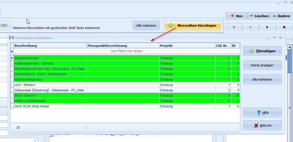 Messreihen hinzufuegen
